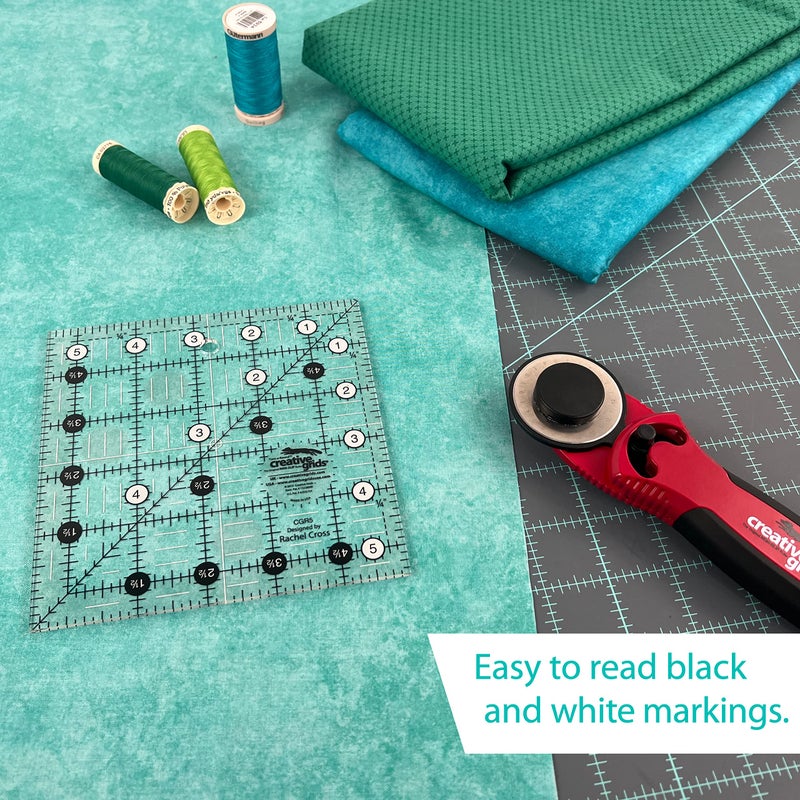 Creative Grids Quilt Ruler 5-1/2in x 5-1/2in Square â€“ CGR5 â€“ Made in USA, Non-Slip Grip Acrylic Quilting, Sewing, Crafting, Patchwork Ruler for Measuring & Cutting Fabric - Image 2